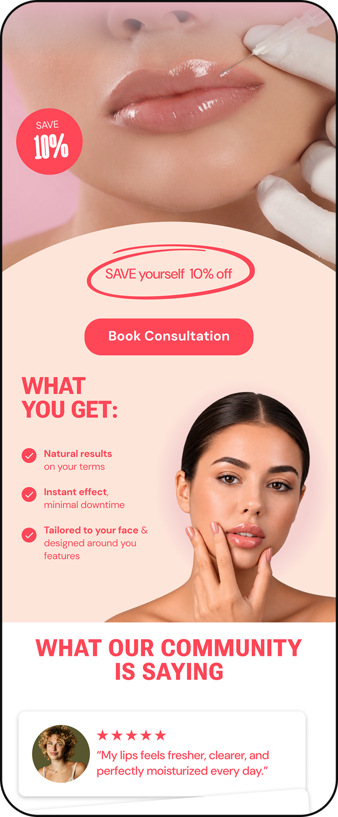 Landing page pro estetickou kliniku vytvořená MMLead